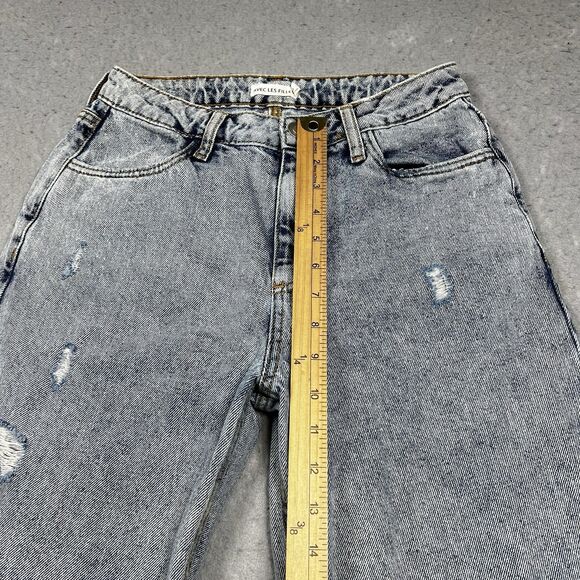 Avec Les Filles Jeans Womens Size 26 Blue Ripped High Waisted Flare Leg Denim - Picture 6 of 14